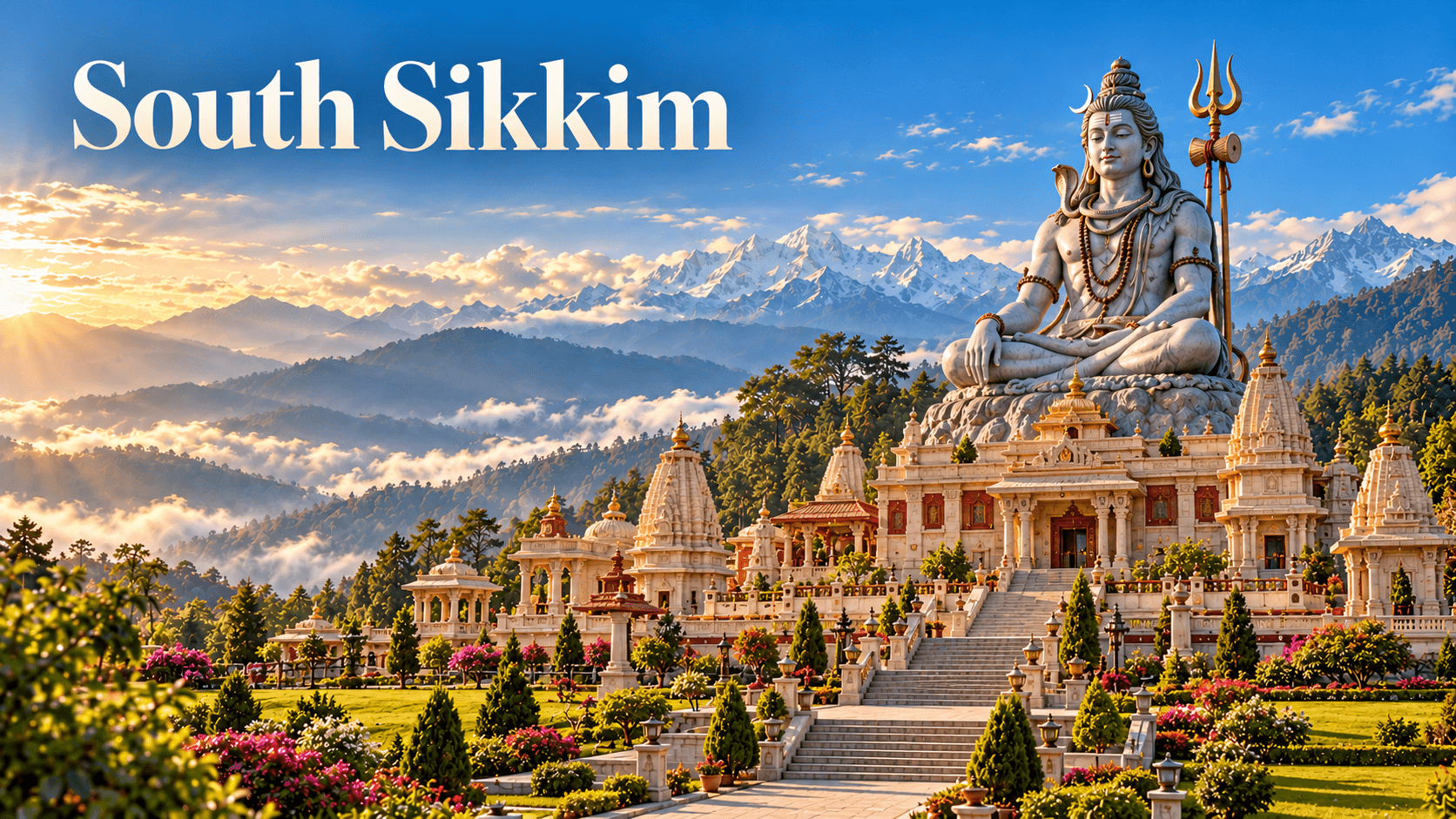 South Sikkim — Shiva Temple Panorama destination poster supplied by MVMT